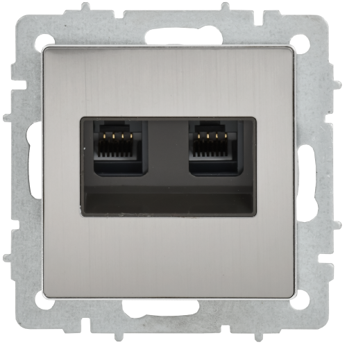 BRITE Розетка компьютерная двойная RJ45 кат.5E РК10-2-БрГН металл хром/никель IEK