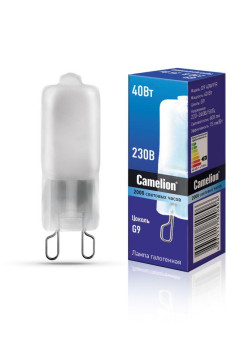 Лампа галогенная 40Вт капсульная матовая G9 3000К 240В Camelion 5556