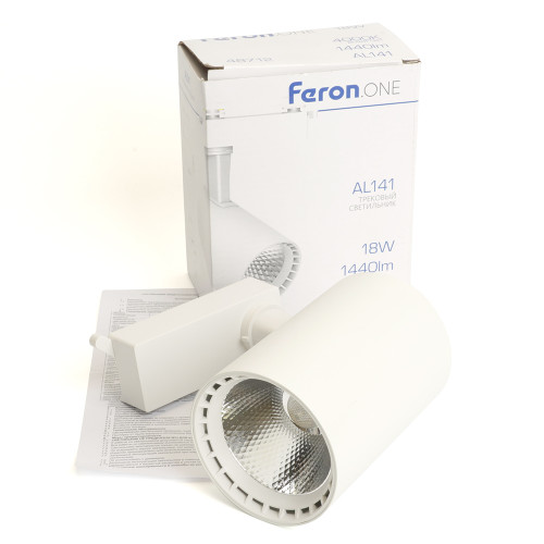 Светодиодный светильник Feron.ONE AL141 трековый однофазный на шинопровод 18W 4000K 35 градусов белый