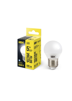 Лампа светодиодная G45 шар 5Вт 230В 6500К E27 IEK