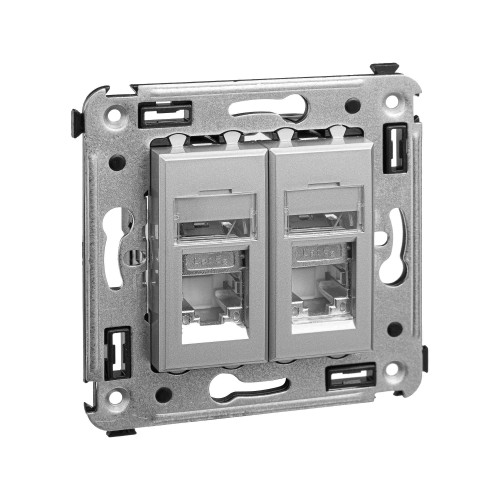 Компьютерная розетка RJ-45 в стену, кат.5e двойная экранированная, Avanti, закаленная сталь Компьютерная розетка RJ-45 в стену, кат.5e двойная экранированная, Avanti, закаленная сталь