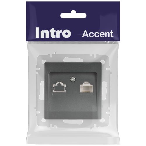 Розетка компьютерная 1-м СП Accent 6-303-07 RJ45 IP20 графит Intro Б0063638 Розетка компьютерная 1-м СП Accent 6-303-07 RJ45 IP20 графит Intro Б0063638