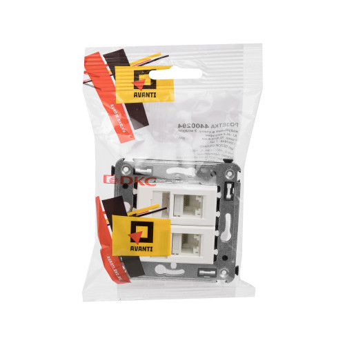 Компьютерная розетка RJ-45 в стену, кат.6 двойная, Компьютерная розетка RJ-45 в стену, кат.6 двойная,