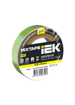 MIXTAPE PRO Изолента 0,15х15мм желто-зеленая 5м IEK