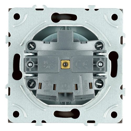RST16-5113-05 Розетка 1-местная с крышкой с защ. штор STEKKER, б/з, IP42, 250В, 16А, серия Эмили, RST16-5113-05, черный уголь, soft touch