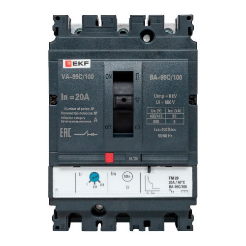 ВА-99C 100/20А 3P 35кА с термомагнитным расцепителем EKF