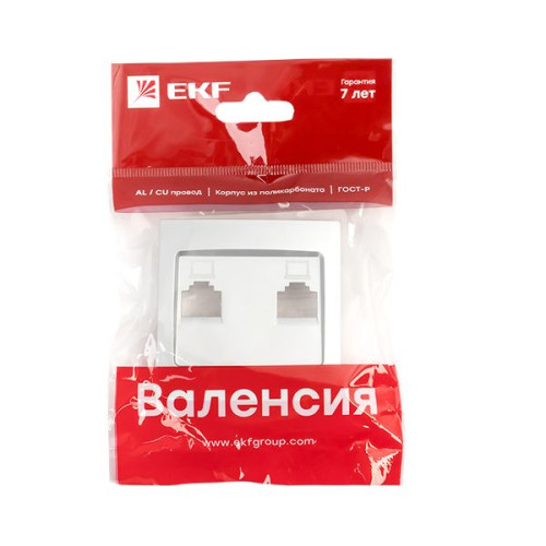 Валенсия лиц. панель розетки RJ-45 2-местная сталь EKF Валенсия лиц. панель розетки RJ-45 2-местная сталь EKF