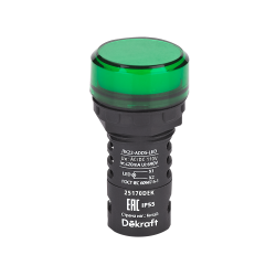 Лампа коммутационная ADDS D22 LED зеленый 110В AC/DC ЛK-22 IP55