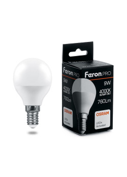 Лампа светодиодная Feron.PRO LB-1409 Шарик E14 9W 175-265V 4000K