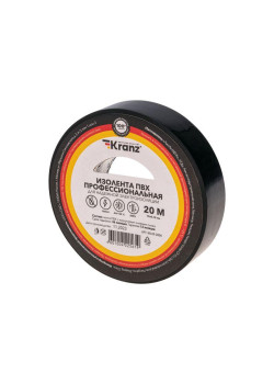 Изолента ПВХ профессиональная 0.18х19мм 20м черн. Kranz KR-09-2806