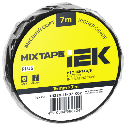 MIXTAPE PLUS Изолента Х/Б 15мм 7м IEK