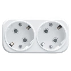 Разветвитель сетевой 2-местный с/з STEKKER ADP16-22-20 250V, 16A, ABS огнеустойчивый пластик, белый