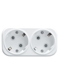 Разветвитель сетевой 2-местный с/з STEKKER ADP16-22-20 250V, 16A, ABS огнеустойчивый пластик, белый