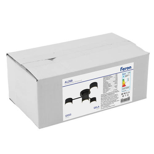 Светильник потолочный GX53 15Wx4, 230V, чёрный, AL268 GELA Feron Светильник потолочный GX53 15Wx4, 230V, чёрный, AL268 GELA Feron