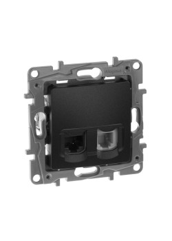ETIKA Розетка двойная RJ11+RJ45 кат.5E UTP антрацит