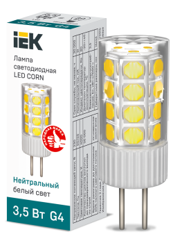 Лампа светодиодная CORN капсула 3,5Вт 230В 4000К керамика G4 IEK