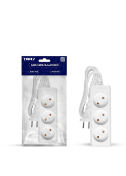 Удлинитель 3х5м без заземл. 10А 2х0.75 TOKOV ELECTRIC TKE-C01-BU3-5-075