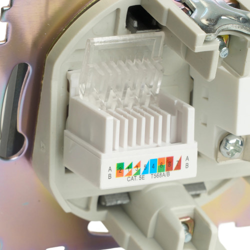 Розетка TV + компьютерная RJ-45 (механизм), серия Катрин, графит, GLS00-7106-06 Розетка TV + компьютерная RJ-45 (механизм), серия Катрин, графит, GLS00-7106-06