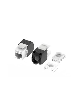 Модуль Кейстоун (Keystone) RJ45 CAT6A неэкранированный, 180 градусов, безынструментальный монтаж (Toolless), белый (применим с инструментом RT)