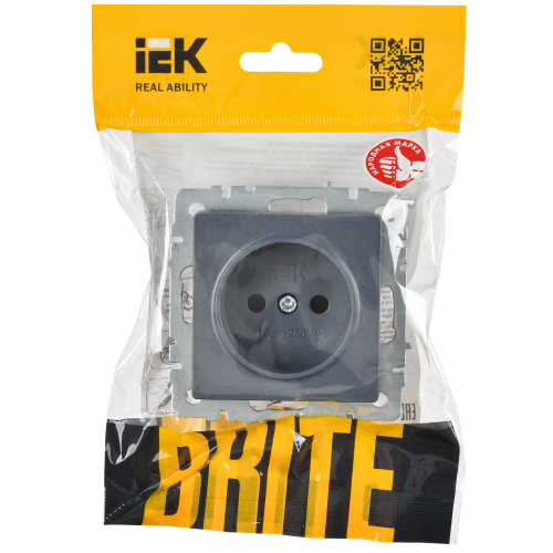 BRITE Розетка 1-местная без заземления с защитными шторками 10А РСш10-2-БрМ маренго IEK BRITE Розетка 1-местная без заземления с защитными шторками 10А РСш10-2-БрМ маренго IEK