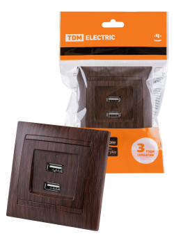 Розетка 2USB порт 2,1А 5В венге 