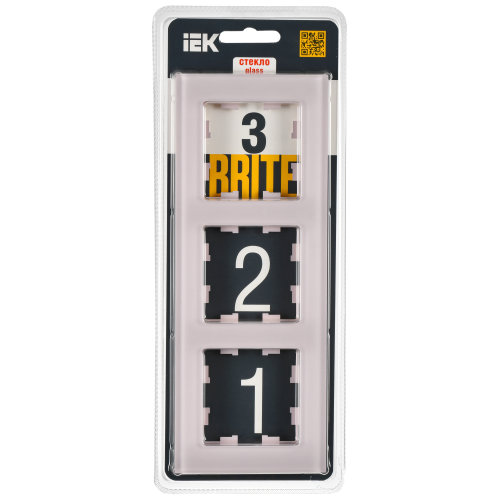 BRITE Рамка 3-местная РУ-3-2-Бр стекло розовый матовый IEK
