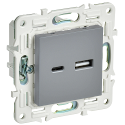 SKANDY Розетка USB A+C 3,1А SK-R14Gr серый IEK