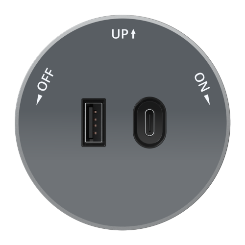 MULTITRACK Розетка 2хUSB (тип А+С) 18 Вт, 5 В/3 А ГРАФИТ