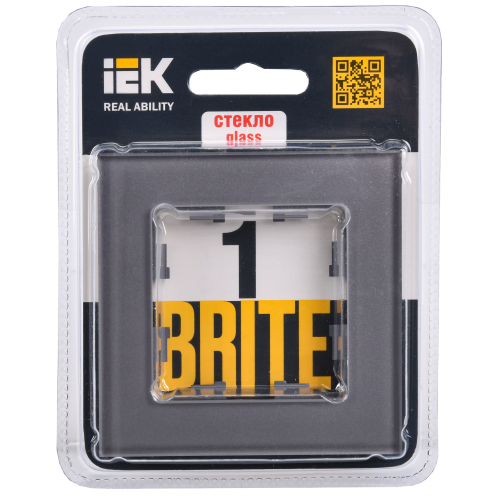 BRITE Рамка 1 -местная РУ-1-2-БрСе стекло серый IEK