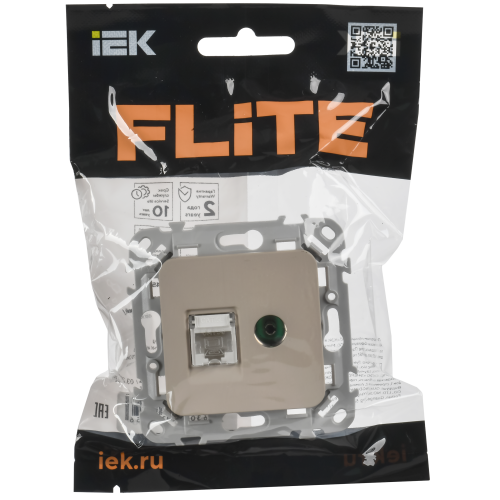FLITE Розетка 2-местная RJ45/TV категория 5Е UTP РКТВ5е-2-0-ФлЛ льняной IEK FLITE Розетка 2-местная RJ45/TV категория 5Е UTP РКТВ5е-2-0-ФлЛ льняной IEK