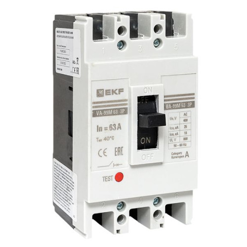 ВА-99М 63/63А 3P 10In 25кА с термомагнитным расцепителем EKF