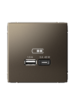 ARTGALLERY USB РОЗЕТКА A + тип-C 45Вт высокоскор.заряд. QC, PD, механизм, МОККО