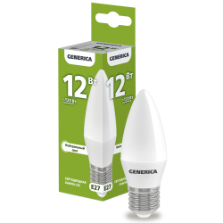 Лампа светодиодная C35 свеча 12Вт 230В 4000К E27 GENERICA