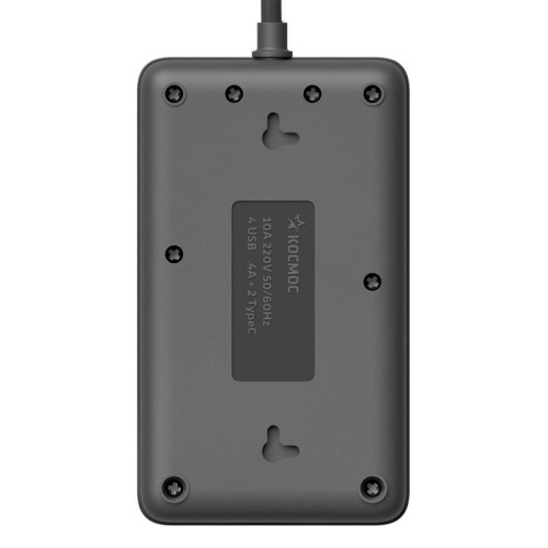 Удлинитель с сетевым фильтром 3х1.5м 10А 4USB + 2USBC 2500Вт ПВС 3х1 прямоуг. черн. КОСМОС FKsm1.5m-3gPF(B)USB Удлинитель с сетевым фильтром 3х1.5м 10А 4USB + 2USBC 2500Вт ПВС 3х1 прямоуг. черн. КОСМОС FKsm1.5m-3gPF(B)USB