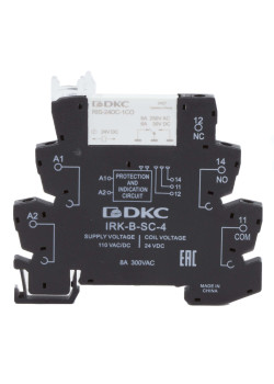 Реле интерфейсное, 1CO, ком. ток 6А, AgSnO2, напряжение 110V AC/DC, винтовые клеммы.