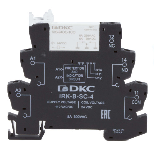 Реле интерфейсное, 1CO, ком. ток 6А, AgSnO2, напряжение 110V AC/DC, винтовые клеммы.