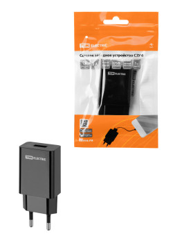 Сетевое зарядное устройство, СЗУ 6, Quick Charge 3.0, 3 А, 1 USB, черный, TDM