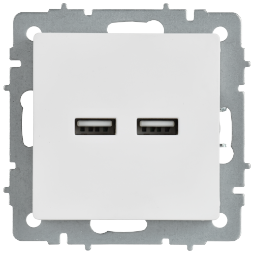 BRITE Розетка USB A+A 5В 3,1А РЮ10-1-БрАБ арктический белый IEK