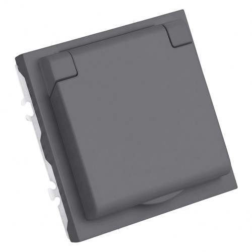 Розетка 1-местная с крышкой с защ. штор, STEKKER, с/з, IP42, 250В, 16А, серия Эмили, RST16-5112-10, платиново-серый, soft touch Розетка 1-местная с крышкой с защ. штор, STEKKER, с/з, IP42, 250В, 16А, серия Эмили, RST16-5112-10, платиново-серый, soft touch