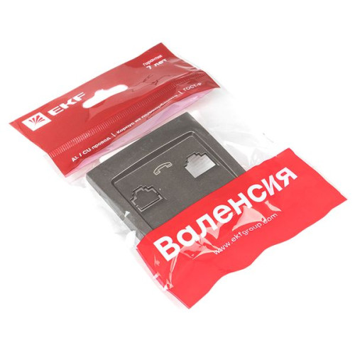 Валенсия лиц. панель розетки Phone 1-местная графит EKF Валенсия лиц. панель розетки Phone 1-местная графит EKF