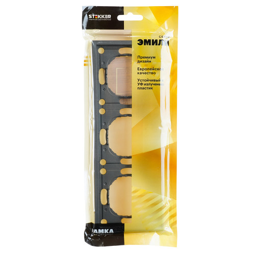 Рамка STEKKER, PFR00-5003-09 3-местная, серия Эмили, антрацит, soft touch Рамка STEKKER, PFR00-5003-09 3-местная, серия Эмили, антрацит, soft touch