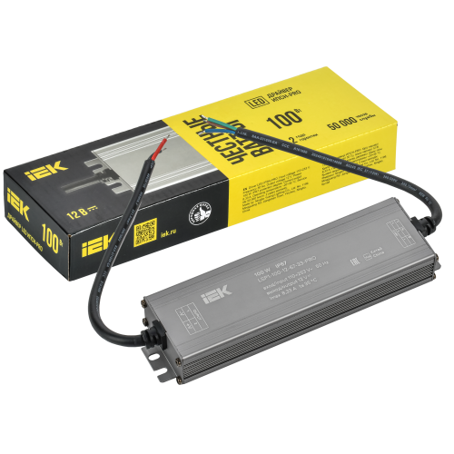 Драйвер LED ИПСН-PRO 100Вт 12В блок-шнуры IP67 IEK Драйвер LED ИПСН-PRO 100Вт 12В блок-шнуры IP67 IEK