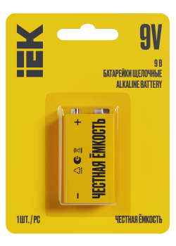 Батарейка щелочная Alkaline 6LR61 9V (1шт/блистер) IEK