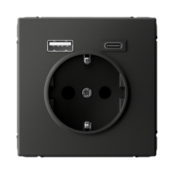 ARTGALLERY РОЗЕТКА 16А с 2 USB A+C, 5В/2,4А/3,0А, 2х5В/1,5А, механизм, БАЗАЛЬТ