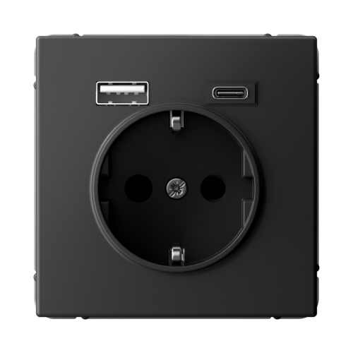 ARTGALLERY РОЗЕТКА 16А с 2 USB A+C, 5В/2,4А/3,0А, 2х5В/1,5А, механизм, БАЗАЛЬТ