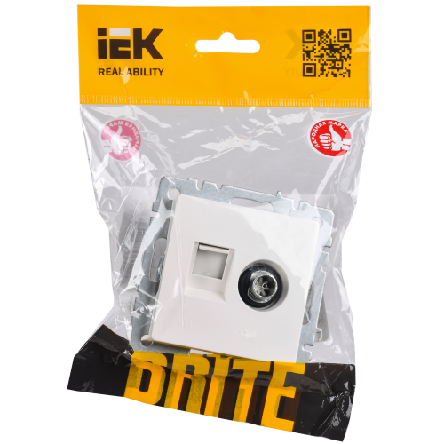 BRITE Розетка двойная TV+RJ45 кат.5E РТВ/РК12-БрЖ жемчуг IEK BRITE Розетка двойная TV+RJ45 кат.5E РТВ/РК12-БрЖ жемчуг IEK