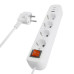 Удлинитель 4-местный с/з с выключ. STEKKER HM071-41-02 3x1мм2, 2м, 250В, 16А, 1USB+2C, 2.4A, сер Home, белый