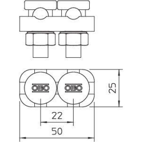 Клемма крепежная для проволоки двойная 5002 DIN-FT OBO 5304202