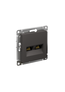 ATLASDESIGN РОЗЕТКА двойная компьютерная RJ45+RJ45 кат. 5e, механизм, БАЗАЛЬТ