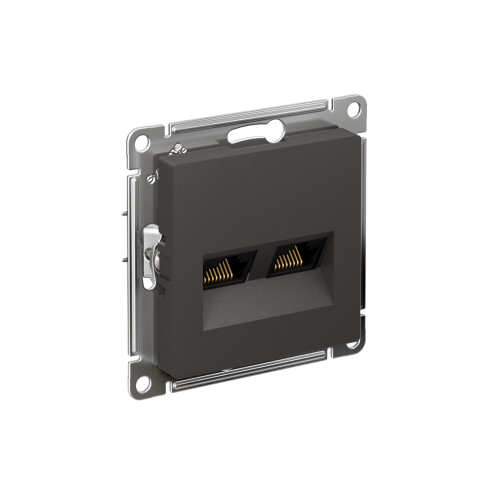 ATLASDESIGN РОЗЕТКА двойная компьютерная RJ45+RJ45 кат. 5e, механизм, БАЗАЛЬТ